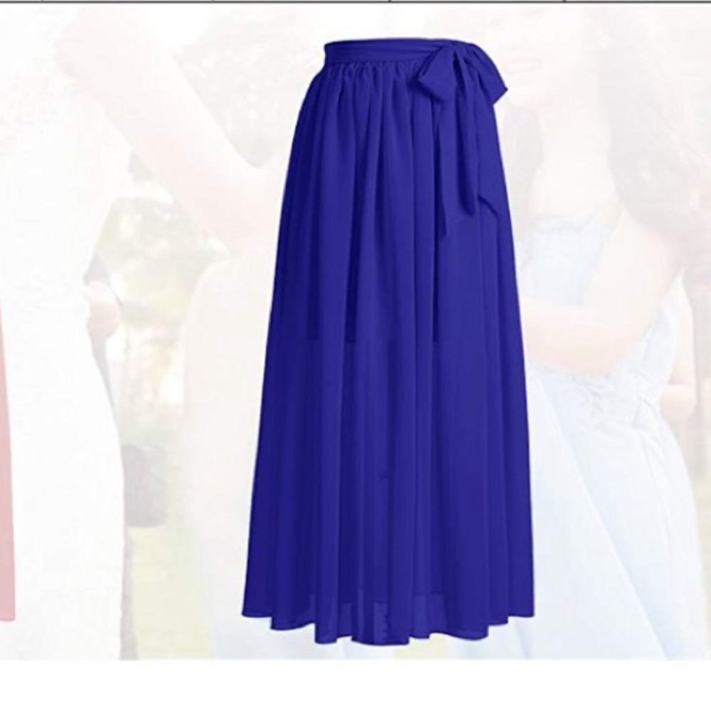 Chiffon Floor Length Maxi Skirt with Bow Tie